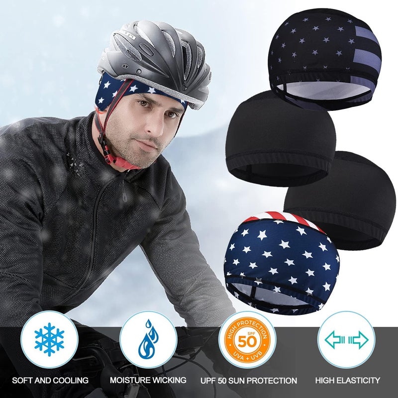 vidsel Skull Cap Helmet Liner Hard Hat Liner Running Beanie Head Wrap Bicycle Football Sweat Wicking Cycling Caps for Men Women - Image 3