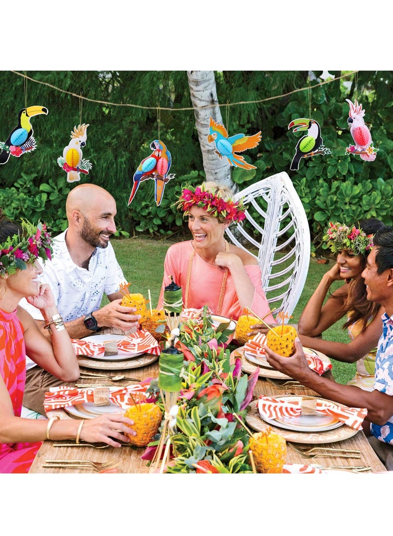 Tropical Parrot Honeycomb Charms - 6pcs Colorful Hanging Decorations for Summer Beach Parties, Rainforest Themes, and Birthday Celebrations. Perfect for Vibrant Party Supplies! - Image 3