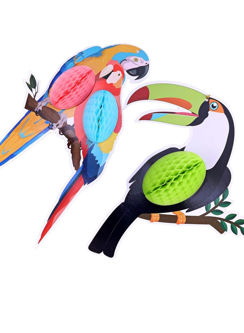 Tropical Parrot Honeycomb Charms - 6pcs Colorful Hanging Decorations for Summer Beach Parties, Rainforest Themes, and Birthday Celebrations. Perfect for Vibrant Party Supplies! - Image 2