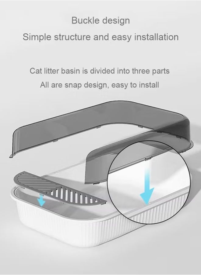 Cat Litter Tray Box Litter Box with High Side Anti-Splashing Cats Litters Pan Kitten Toilet with Litter Sifting Scoop with Scoop Kitten Detachable Rim Easy Cleaning ,Black - Image 4