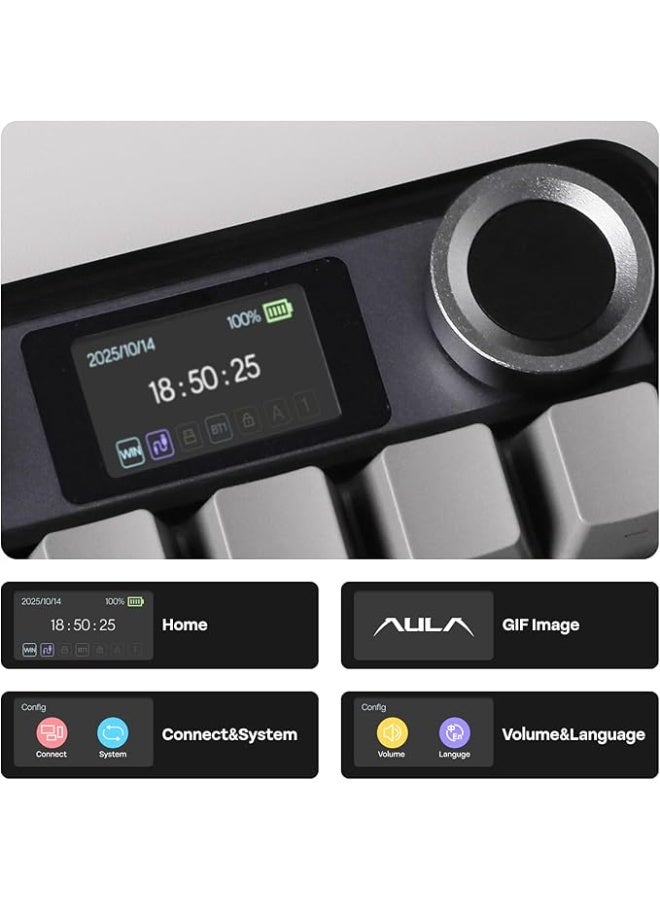 EPOMAKER X AULA F108 PRO Wireless Gaming Keyboard with Screen, 8000mAh Battery, 104 Hot-Swappable and Programmable Keys and Knob, RGB Backlight, for Mac/PC/Android (Black Gradient) - Image 3