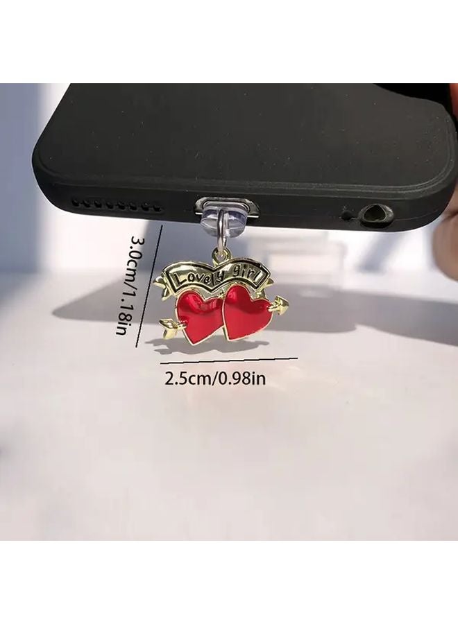 Type C Port Dust Plug With Heart Charm Phone Pendant For Holiday Gifts - Image 3