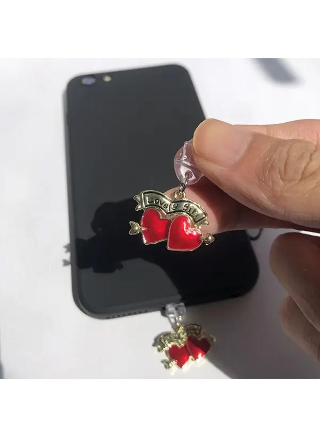 Type C Port Dust Plug With Heart Charm Phone Pendant For Holiday Gifts - Image 5