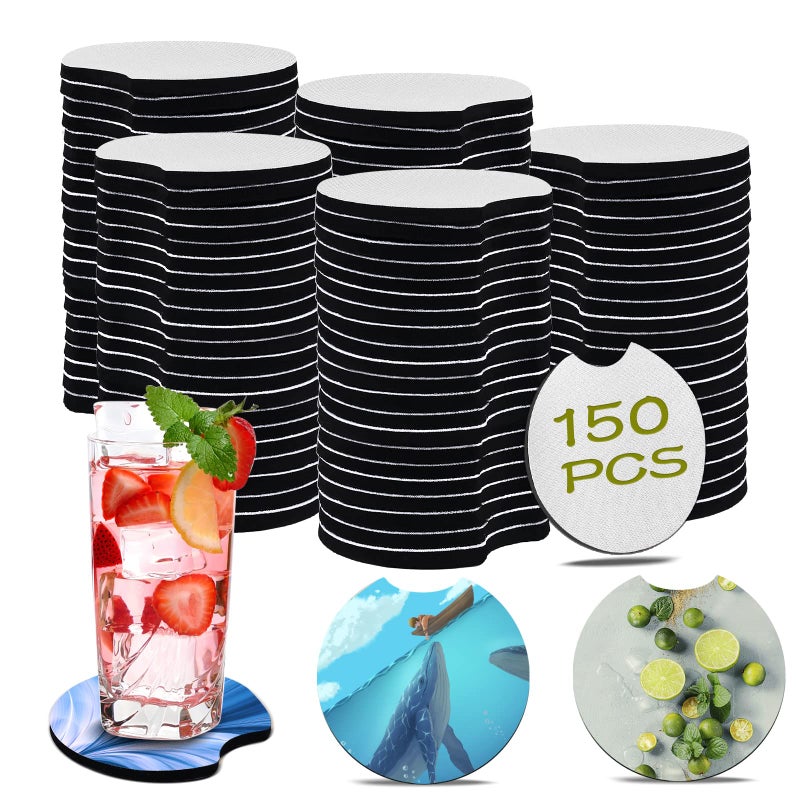 NEOACT 150 PCS Sublimation Blank Car Coasters  2.75 in Circular Opening Blank Sublimation Coasters for Thermal Sublimation DIY Crafts  Car Coasters. - Image 1