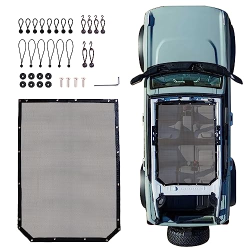RERPRO Sunshade Compatible with 2021 2022 2023 2024 2025 2026 New Ford Bronco 4 Door Sun Shade Bikini Top Roof Bimini Soft Mesh Net Exterior Accessories Blocks UV Wind Noise Grey - Image 1