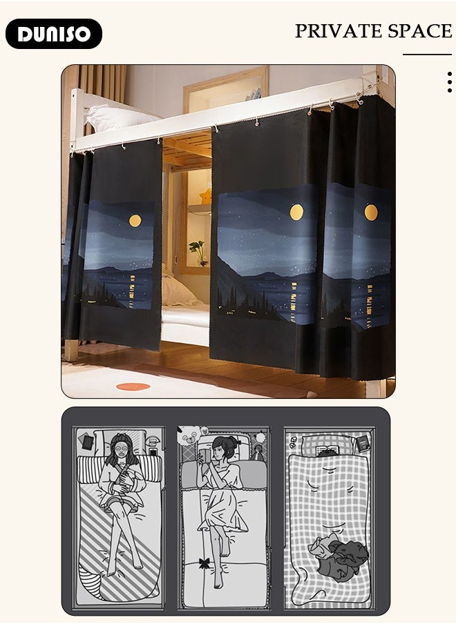 DUNISO Blackout Bottom Bunk Bed Curtains Dormitory Room Lightproof Decorative Roommate Privacy Cover Canopy Photo Background Decor Backdrop Blackout Curtain 2 Panels  - Image 5