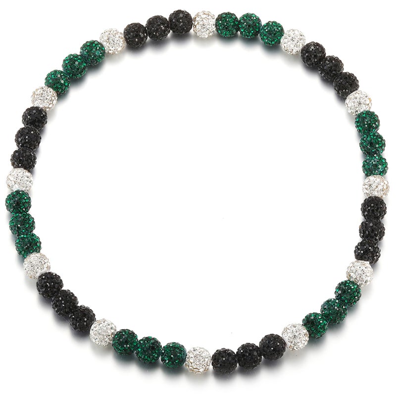SKQIR Baseball Beaded Necklace for Men Women Bling Rhinestone Baseball Drip Accessories Sparkly Green Black White Diamond Ice Chain Necklace Cool Inspired Sports Gifts for Player Team Lover20inch - Image 1