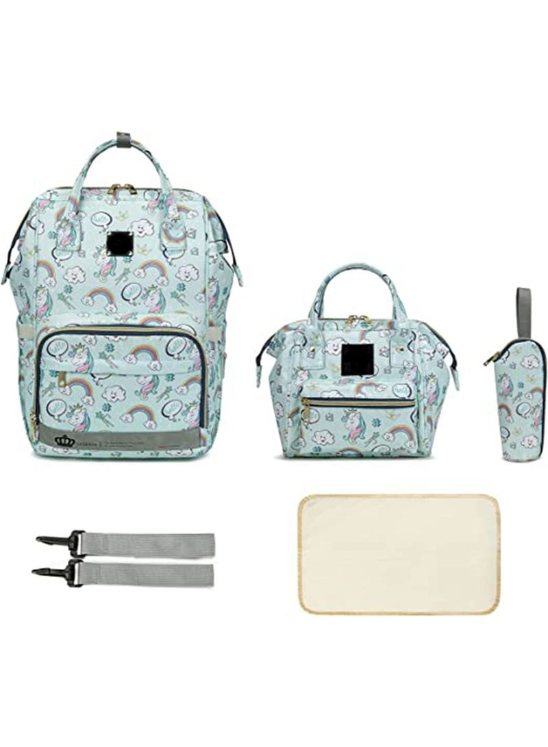GT-Wheel Diaper Mummy Bag Backpack, Diaper Bag Tote, Bottle bag, Large Unisex Baby Bags with Changing Pad, Multipurpose Travel Bag for Moms Dads(E)