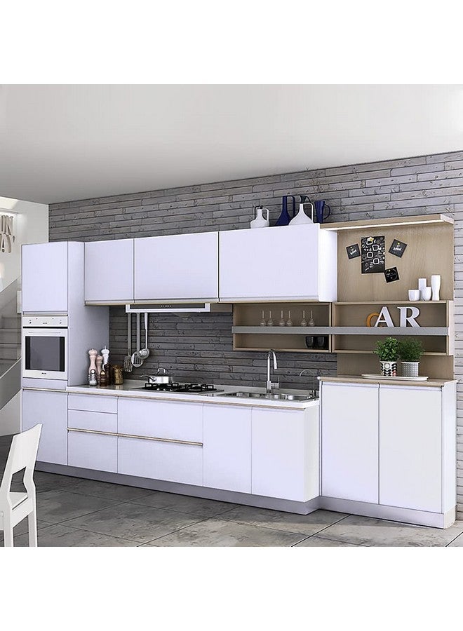 ويسدم ورق لاصق من الفينيل مزخرف للخزائن وأسطح المطبخ وبطانة ذاتية اللصق وقابلة للتقشير واللصق وخلفية مقاومة للماء وقابلة للإزالة (2 قدم × 14 قدم أبيض غير لامع) - Image 3