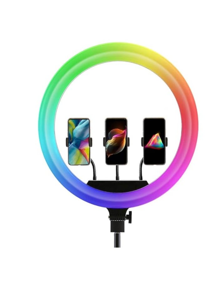 MJ45 RGB Desktop Soft LED Ring Light 16 RGB Colors With Three Mobile Holder And Mini Stand For Making YouTube Insta Reels And Live Streaming - Image 2