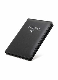 Travel Wallet Passport Holder Blocking Leather Passport Cover Case with Wallet for Credit Card, Money, Boarding, Passport Holder Protector for Men Women (Black)