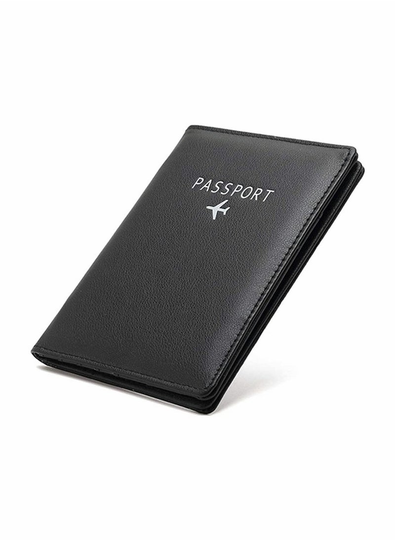 SYOSI - Travel Wallet Passport Holder Blocking Leather Passport Cover Case with Wallet for Credit Card, Money, Boarding, Passport Holder Protector for Men Women (Black) - Image 1