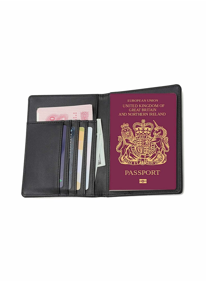 SYOSI - Travel Wallet Passport Holder Blocking Leather Passport Cover Case with Wallet for Credit Card, Money, Boarding, Passport Holder Protector for Men Women (Black) - Image 1