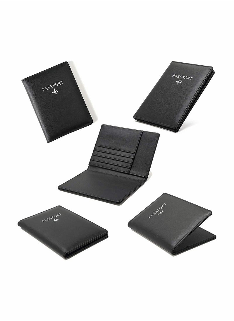 SYOSI - Travel Wallet Passport Holder Blocking Leather Passport Cover Case with Wallet for Credit Card, Money, Boarding, Passport Holder Protector for Men Women (Black) - Image 1