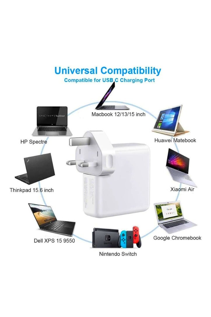 Chase Up 96W USB-C Fast Charger Replacement Type C Power Adapter for MacBook Pro 16/15/14/13'', Air, 12'' - Includes USB-C to C Cable (6.57ft/2m) - Image 2
