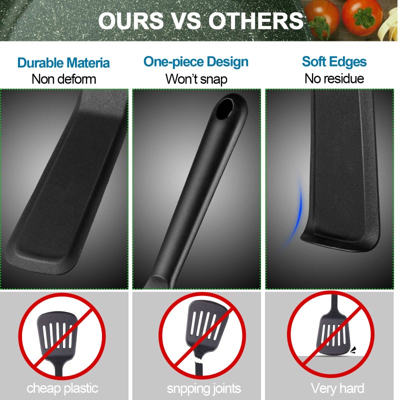 Zopeal Silicone Thin Spatula Omelet Turner Long Crepe Spatula Heat Resistant Cooking Non Stick Pancake for Cooking Egg Burgers Pizza Pancake Steak Omelet Crepes(Black) - Image 5