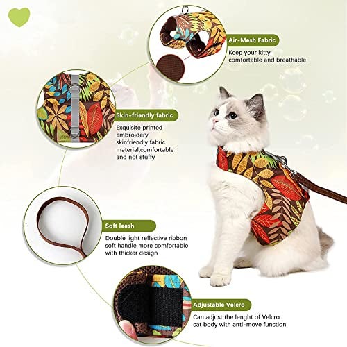 KUTKUT Cat Harness and Leash for Walking, Adjustable Escape Proof Vest Harness with Reflective Strips Lightweight Step-in Jacket for Cats Small Dogs Traveling Hiking (Size: XL, Chest: 37cm - 46cm) - Image 2