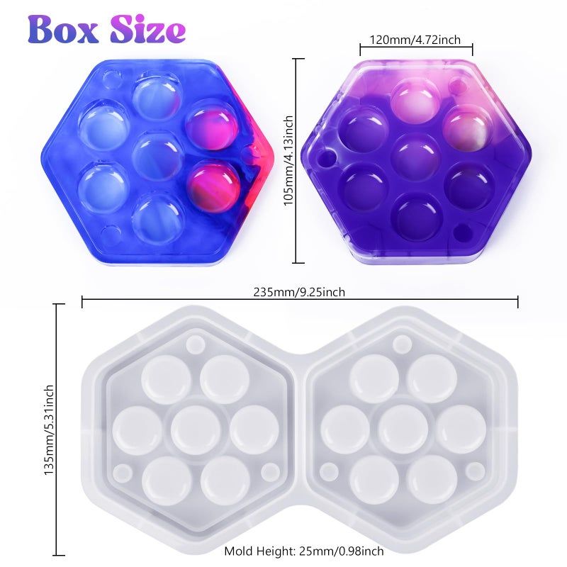 KISREL Dice Resin Molds, DND Dice Set and Organizer Box Epoxy Resin Mold with 7 Standard Stereoscopic Dice Cavities, Silicone Molds for Resin, DND Dice Set Making Kit, Table Board Game - Image 3