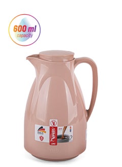 Valk Vacuum Flask With Double Wall Glass 600 Ml  Wide Mouth With Anti-Leakage Cap Double Walled Travel Mug  Mocca Color  - Image 1