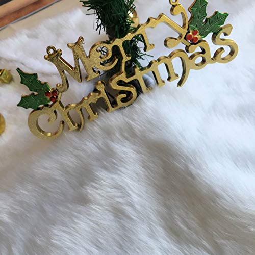 yuboo White Fur Christmas Tree Skirt, 48 inches Snow White Fluffy Xmax Tree Rug Skirt for Christmas Tree Decorations Ornaments Winter Holiday Decor - Image 2