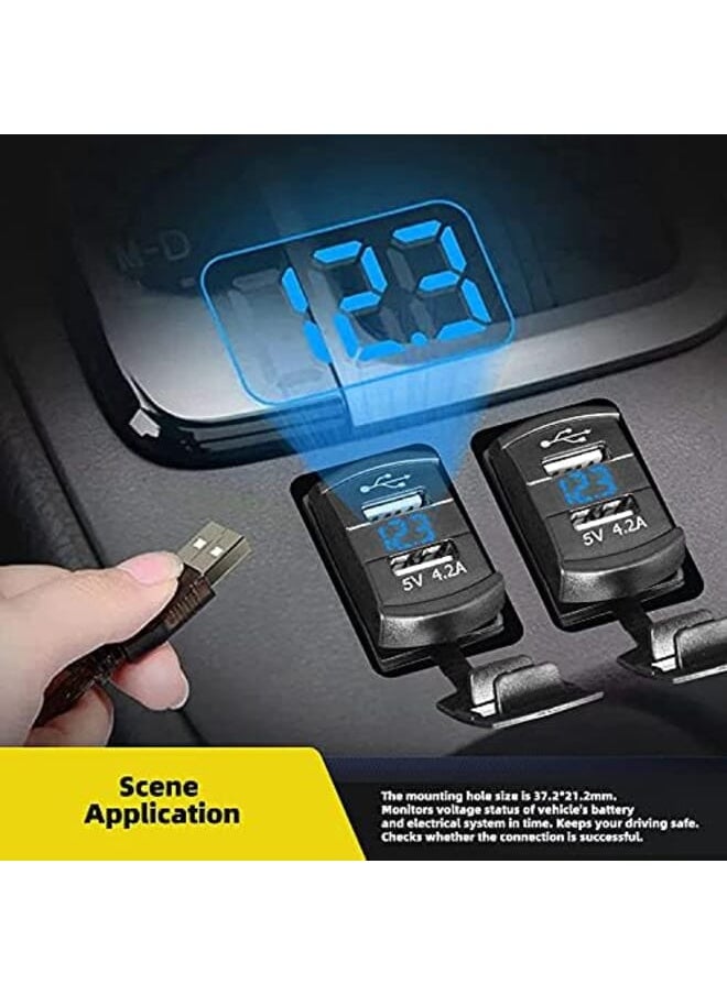 Generic - Car Charger 4.2A Dual Usb Port Socket Rocker Style Adapter Socket And Waterproof Fast Charge Mount With Blue Led Digital Voltmeter For Rocker Marine Switch Panel On Boat Rv Vehicle Ect - Image 1