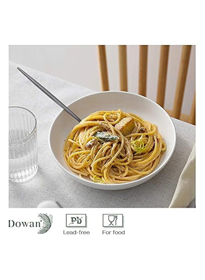 Green Tiger Pasta Bowls 32oz, Large Salad Serving Bowls, White Pasta Bowl Set of 6, Ceramic Soup Bowls, Wide & Shallow, Microwave & Dishwasher Safe - Image 3