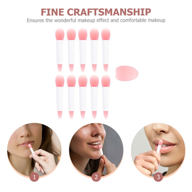 Silicone Lip Brush Set 11Pcs with Lip Mask Applicators and Dustproof Case Semi- Red Handle Lipstick Applicators for Cosmetic - Image 5