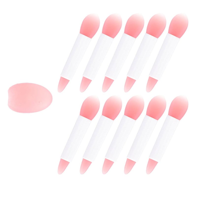 Silicone Lip Brush Set 11Pcs with Lip Mask Applicators and Dustproof Case Semi- Red Handle Lipstick Applicators for Cosmetic - Image 1