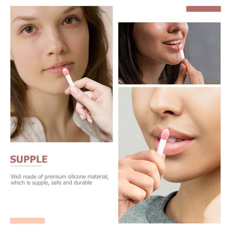 Silicone Lip Brush Set 11Pcs with Lip Mask Applicators and Dustproof Case Semi- Red Handle Lipstick Applicators for Cosmetic - Image 4