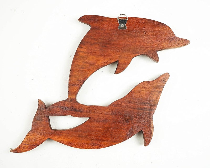 kveer Art Solid Wood Dolphin Wall Art Wood Carving Room Decor - Image 5