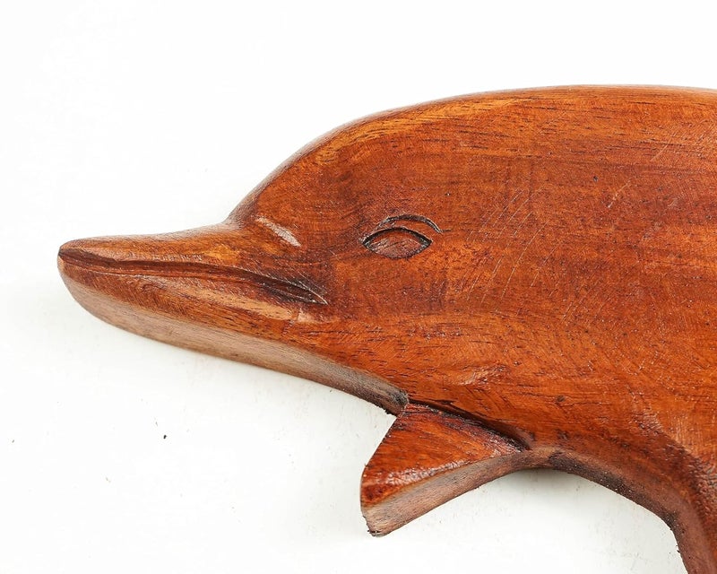 kveer Art Solid Wood Dolphin Wall Art Wood Carving Room Decor - Image 4