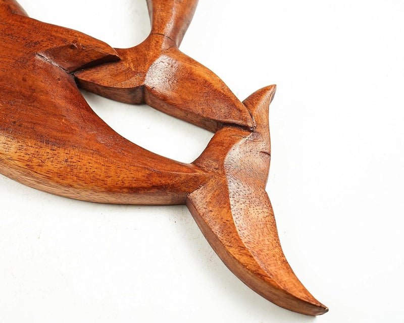 kveer Art Solid Wood Dolphin Wall Art Wood Carving Room Decor - Image 3