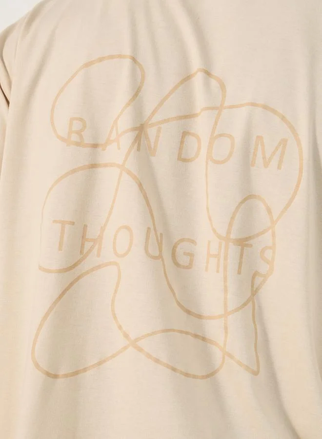 Styli Slogan Print Round Neck Oversized T-Shirt