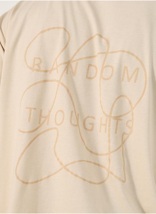 Slogan Print Round Neck Oversized T-Shirt