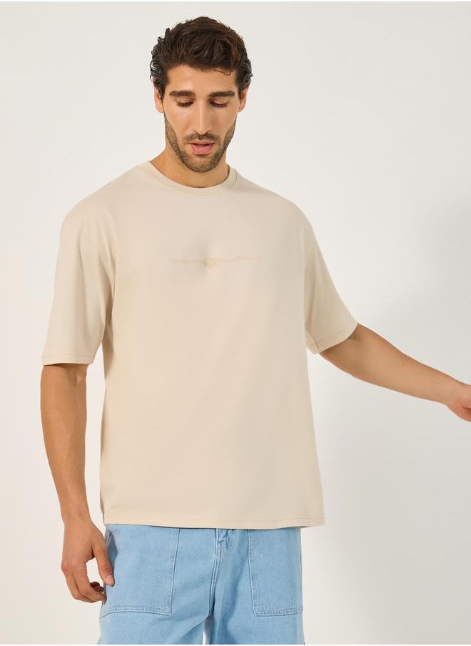 Slogan Print Round Neck Oversized T-Shirt