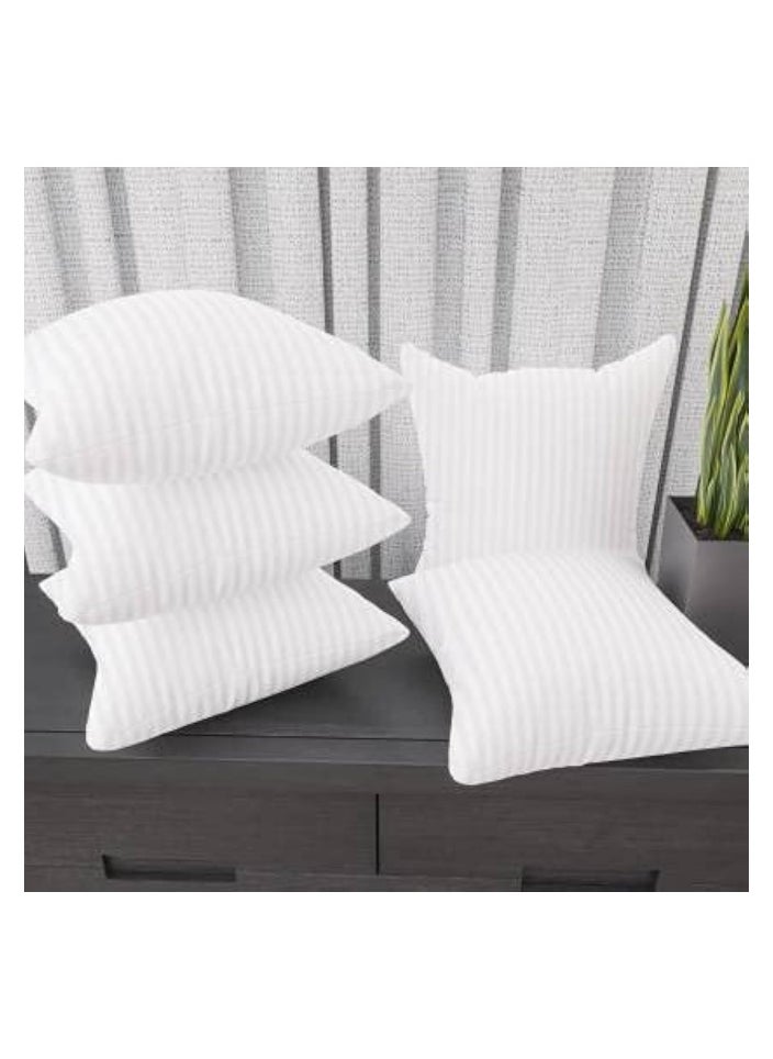 SMART HOME Set of 5 Luxurious Decorative Pillows for Bed, Sofa, and Couch with 100% Polyester Filling | Square Pillow for Living Room or Bed Decor | Soft Striped Fabric | Washable | 40x40 cm  - Image 5