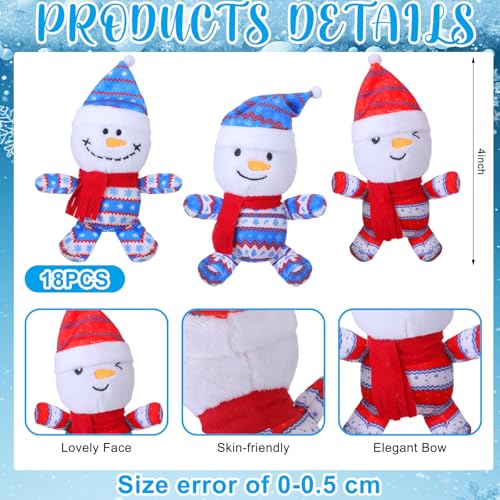 Poen 18 Pack Winter Snowman Plush Toys Bulk 4 Stuffed Snowman Nordic Pajamas Animals for Winter Party Favors - Image 5