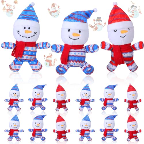 Poen 18 Pack Winter Snowman Plush Toys Bulk 4 Stuffed Snowman Nordic Pajamas Animals for Winter Party Favors - Image 1