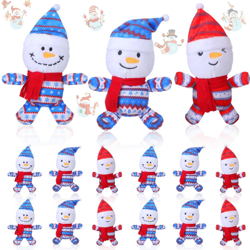 Poen 18 Pack Winter Snowman Plush Toys Bulk 4 Stuffed Snowman Nordic Pajamas Animals for Winter Party Favors - Image 3