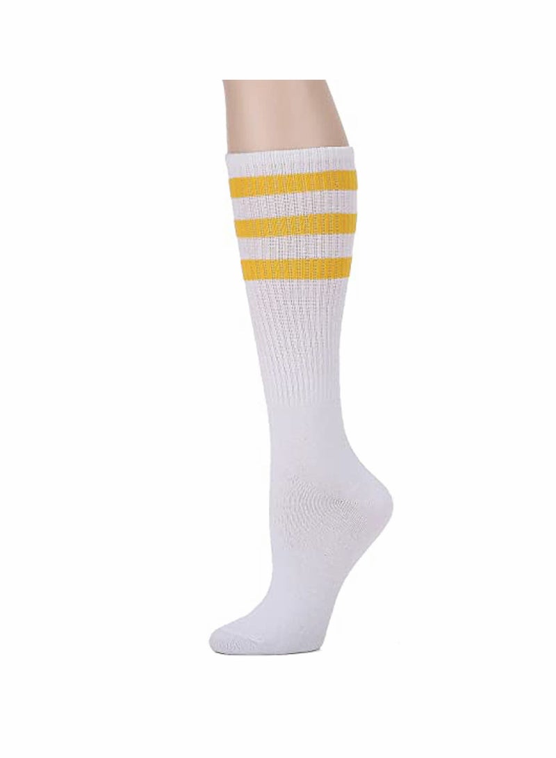 KASTWAVE Over the Calf Tube Crew Tennis Socks for Women, Sports & Everyday Wear, Retro, 3 Pack - Image 4