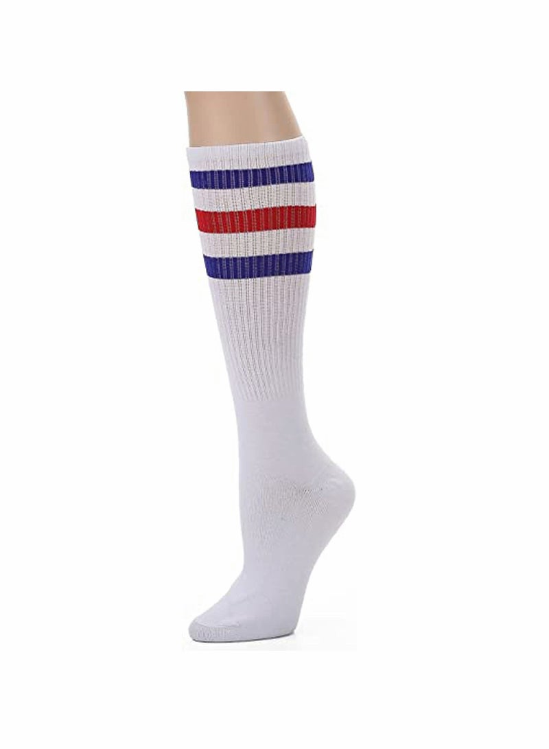 KASTWAVE Over the Calf Tube Crew Tennis Socks for Women, Sports & Everyday Wear, Retro, 3 Pack - Image 3