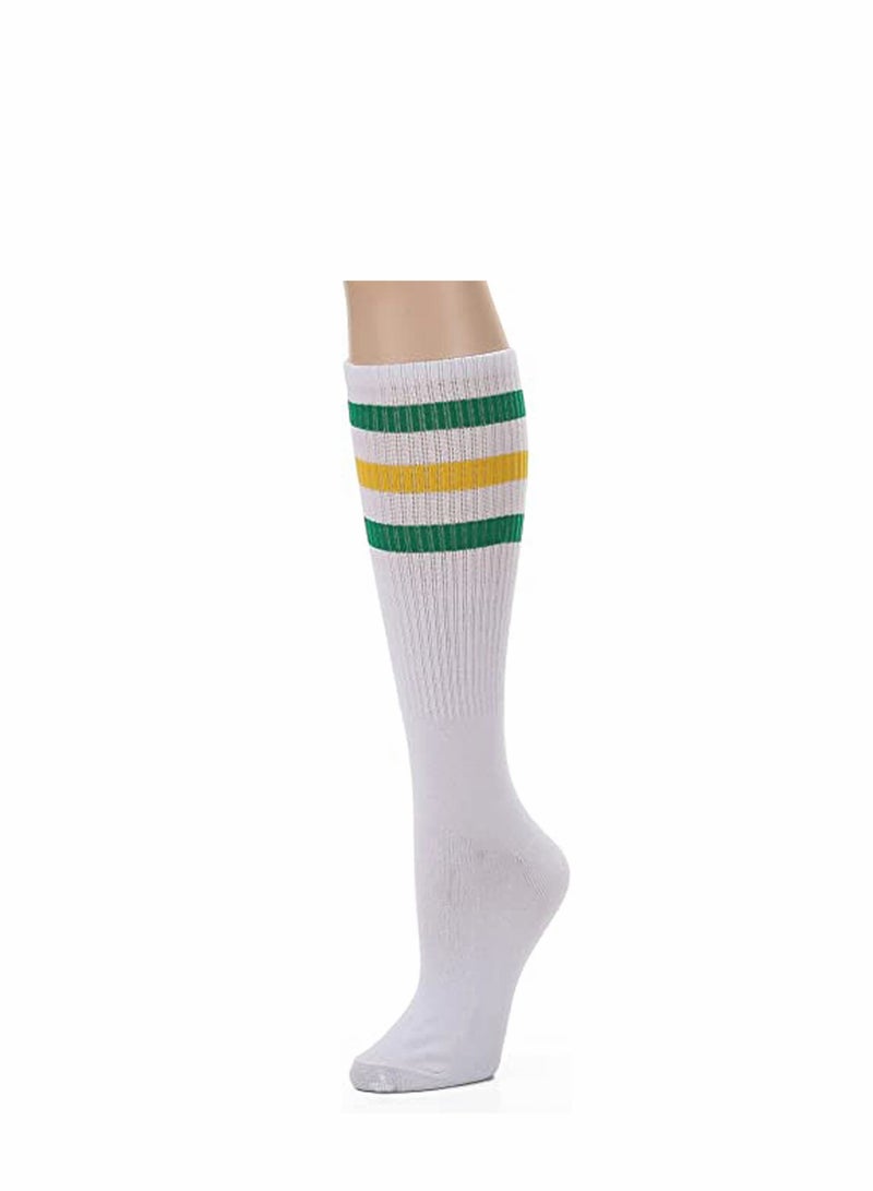 KASTWAVE Over the Calf Tube Crew Tennis Socks for Women, Sports & Everyday Wear, Retro, 3 Pack - Image 2