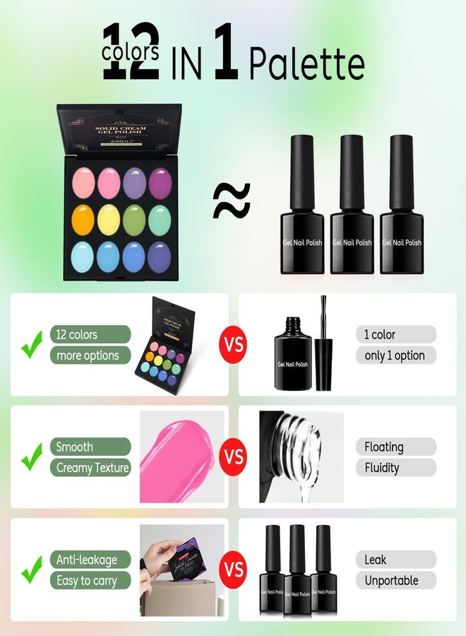 AIMEILI Hema Free Solid Gel Nail Polish 12 Colors Soak Off U V LED Solid Cream Gel Polish Set 19 - Image 3