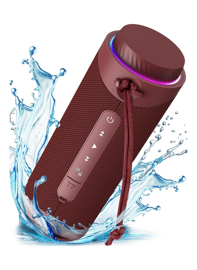 ترونسمارت مكبر صوت محمول مقاوم للماء Tronsmart T7 بقوة 30 وات، صوت SouldPulse مع صوت محيطي 360 درجة، بلوتوث V5.3، IPX7 مقاوم للماء، TWS، بطارية 4000 مللي أمبير، معادل مخصص عبر التطبيق - أحمر غامق  - Image 1