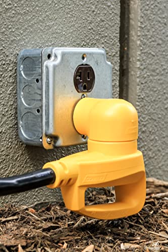 Camco 55325 15 AMP Male / 30 AMP Female 90 Degree Electrical Adapter, Yellow - Image 2