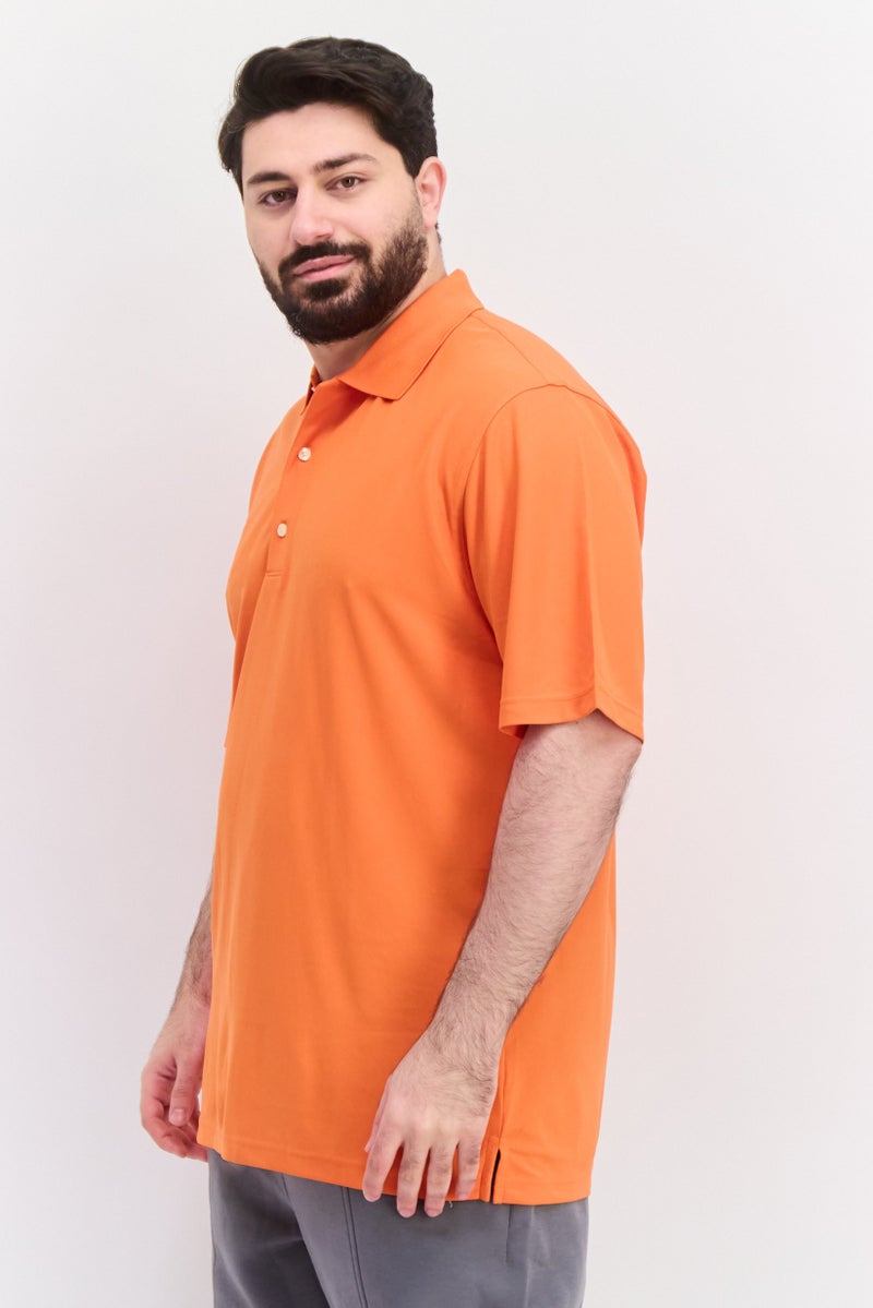 Greg Norman تي شيرت تدريب بولو قصير الأكمام للرجال، برتقالي - Image 4