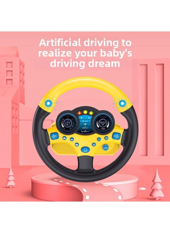 Shake The Sound Of The Same Co-pilot Steering Wheel With Base Simulation Driving Simulation Steering Wheel Baby Early Education With Base-Color:Ps-001 Chinese-steering Wheel With Base-yellow 514g