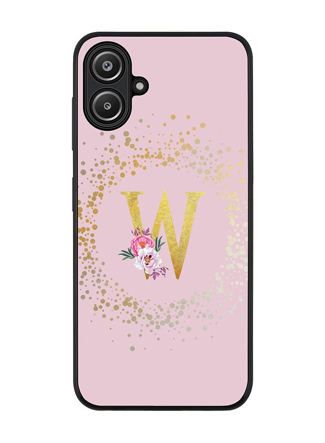 Stylizedd For Samsung Galaxy A06 Case,Slim fit Camera Protection, Shockproof Thin Phone cover - Custom Monogram Floral - W (Pink ) - Image 1