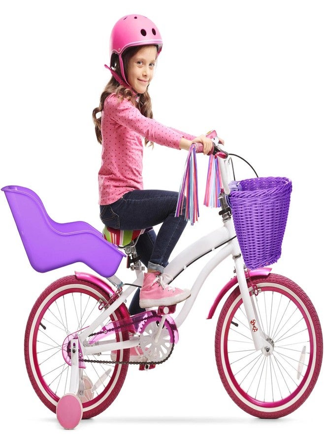 Aurelema Doll Bike Seat with 30 pcs Stickers Decals, Bike Basket for Kids, Bike Handlebar Streamers Colorful Ribbons Tassel, Daisy Bike Bell for Kids Girls Boys Bike Accessories (Purple) - Image 5