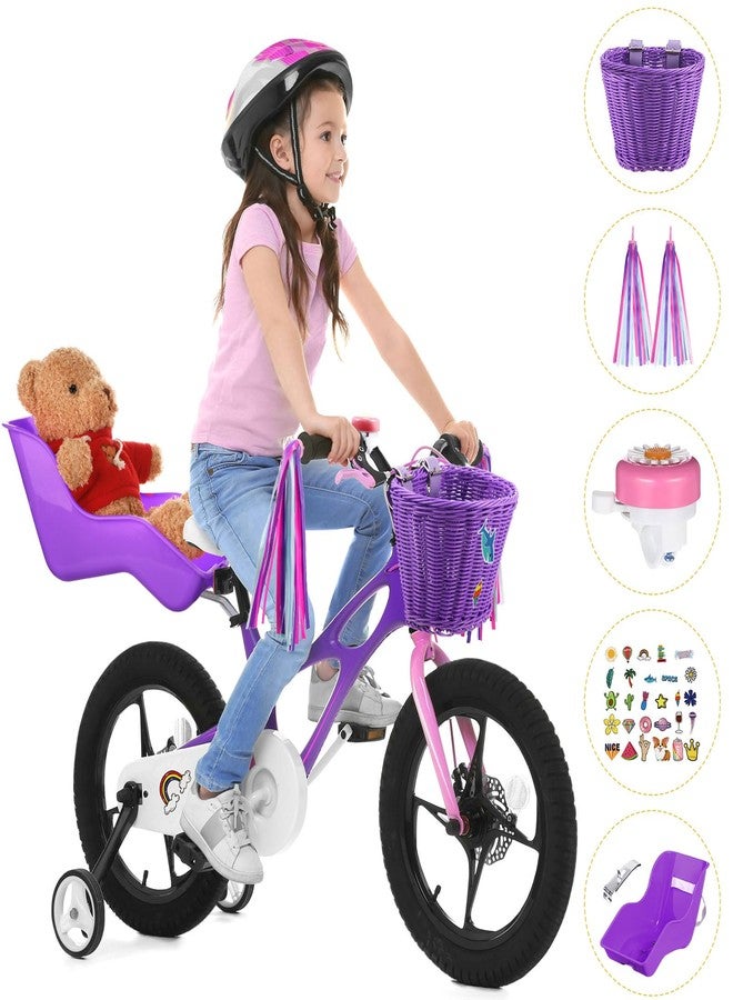 Aurelema Doll Bike Seat with 30 pcs Stickers Decals, Bike Basket for Kids, Bike Handlebar Streamers Colorful Ribbons Tassel, Daisy Bike Bell for Kids Girls Boys Bike Accessories (Purple) - Image 4